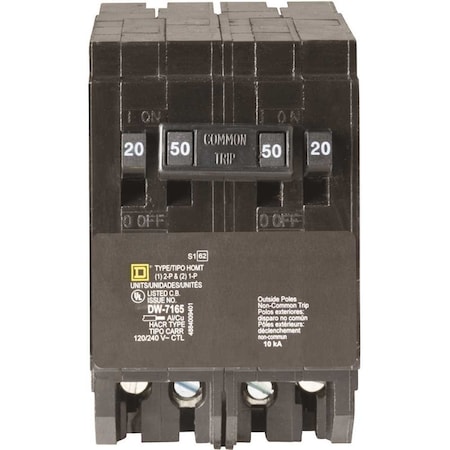 Miniature Circuit-Breaker, 20/50 A, 120/240V AC, 1, 2 Pole, Plug-In Mounting Style
